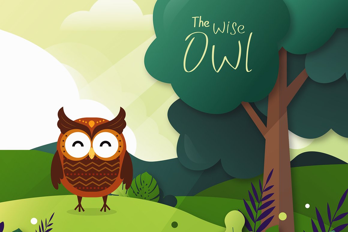 Owl drawing and owl lettering.