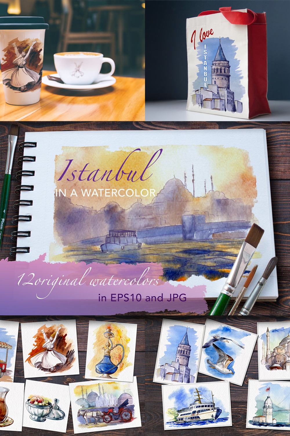 Istanbul in watercolor of pinterest.