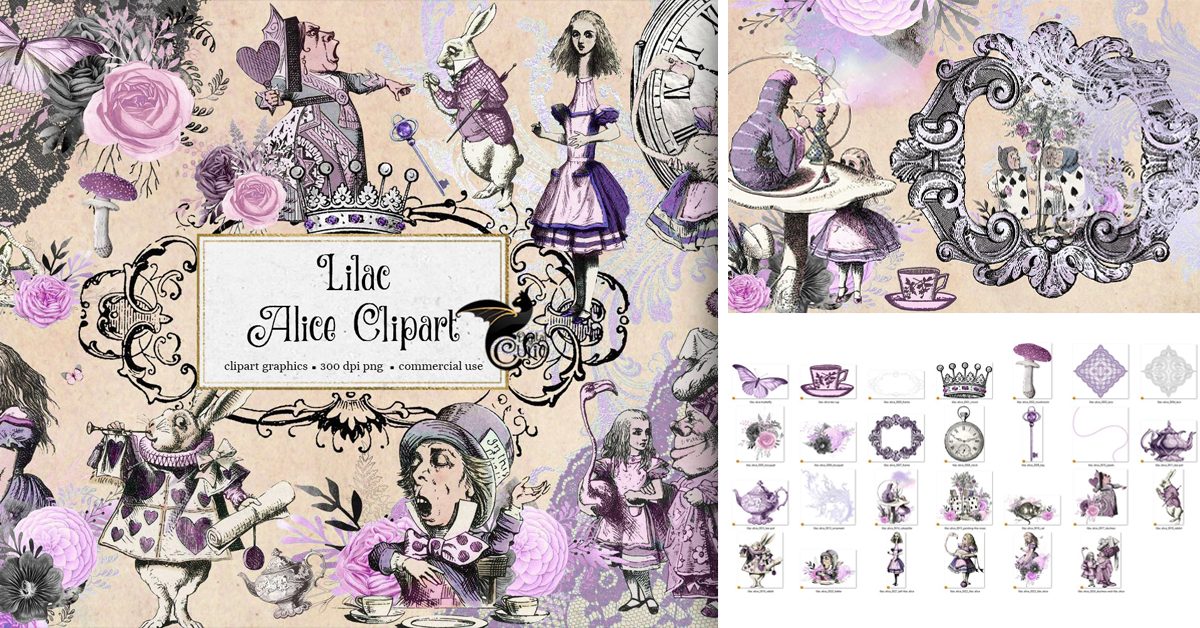 Lilac Alice In Wonderland Graphics MasterBundles