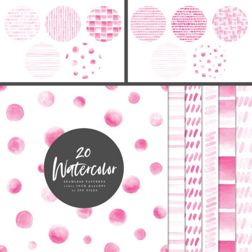 Prints of watercolor patterns pink.