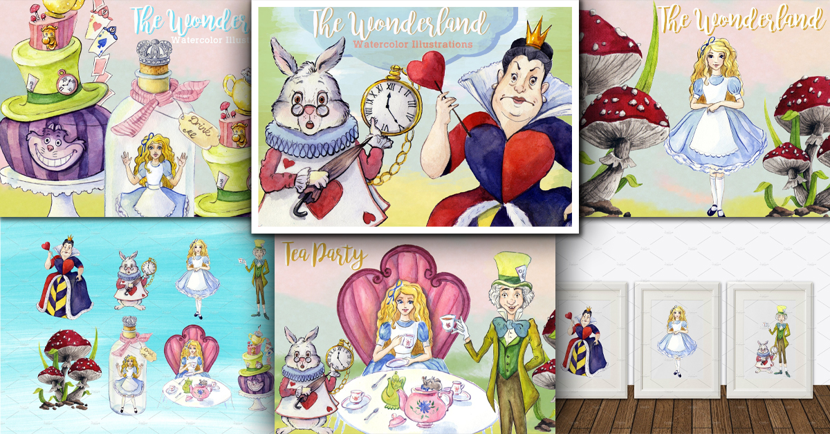Watercolor Alice In Wonderland Clipart By Whimseez – MasterBundles