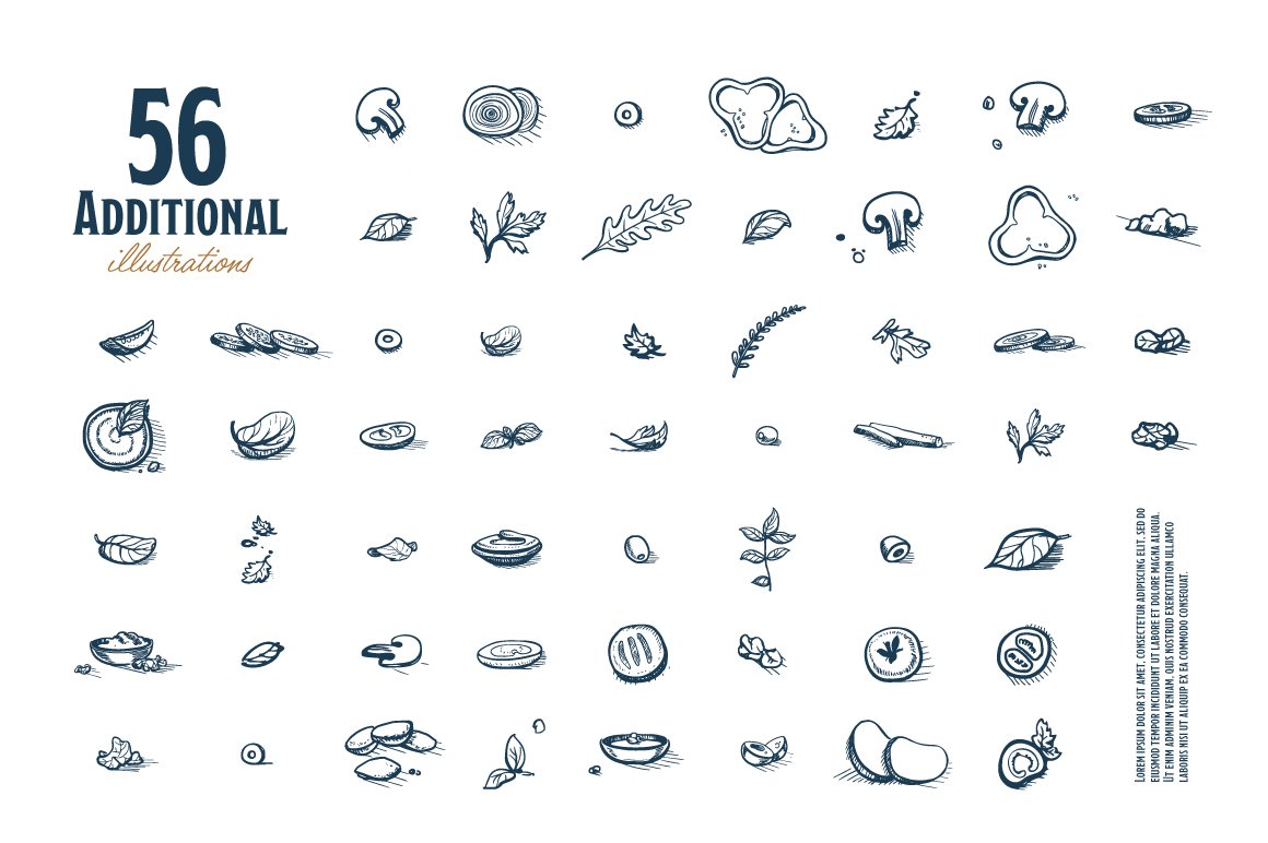 Image of icons on the theme of food.