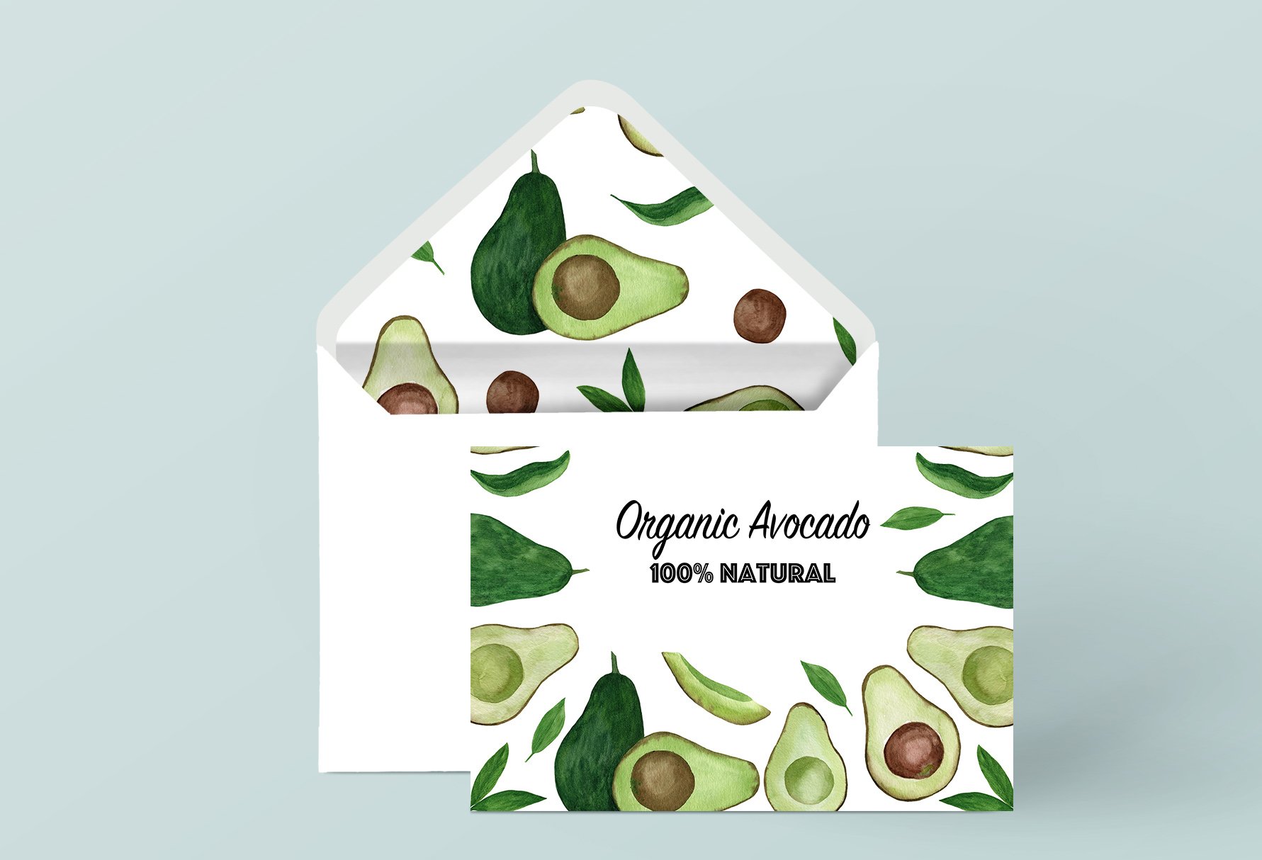 Letter with an avocado print.