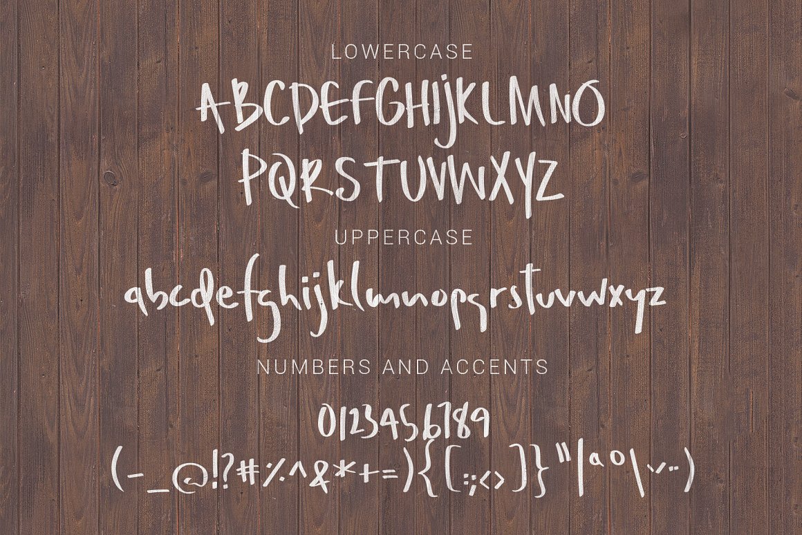 Alphabet and numbers on a brown background.