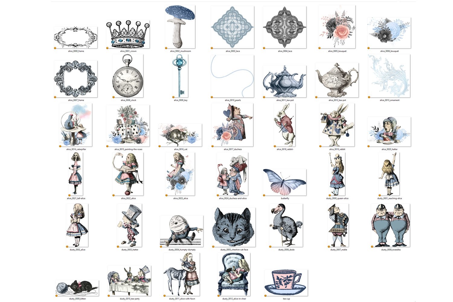 Preview icons alice in wonderland graphics.