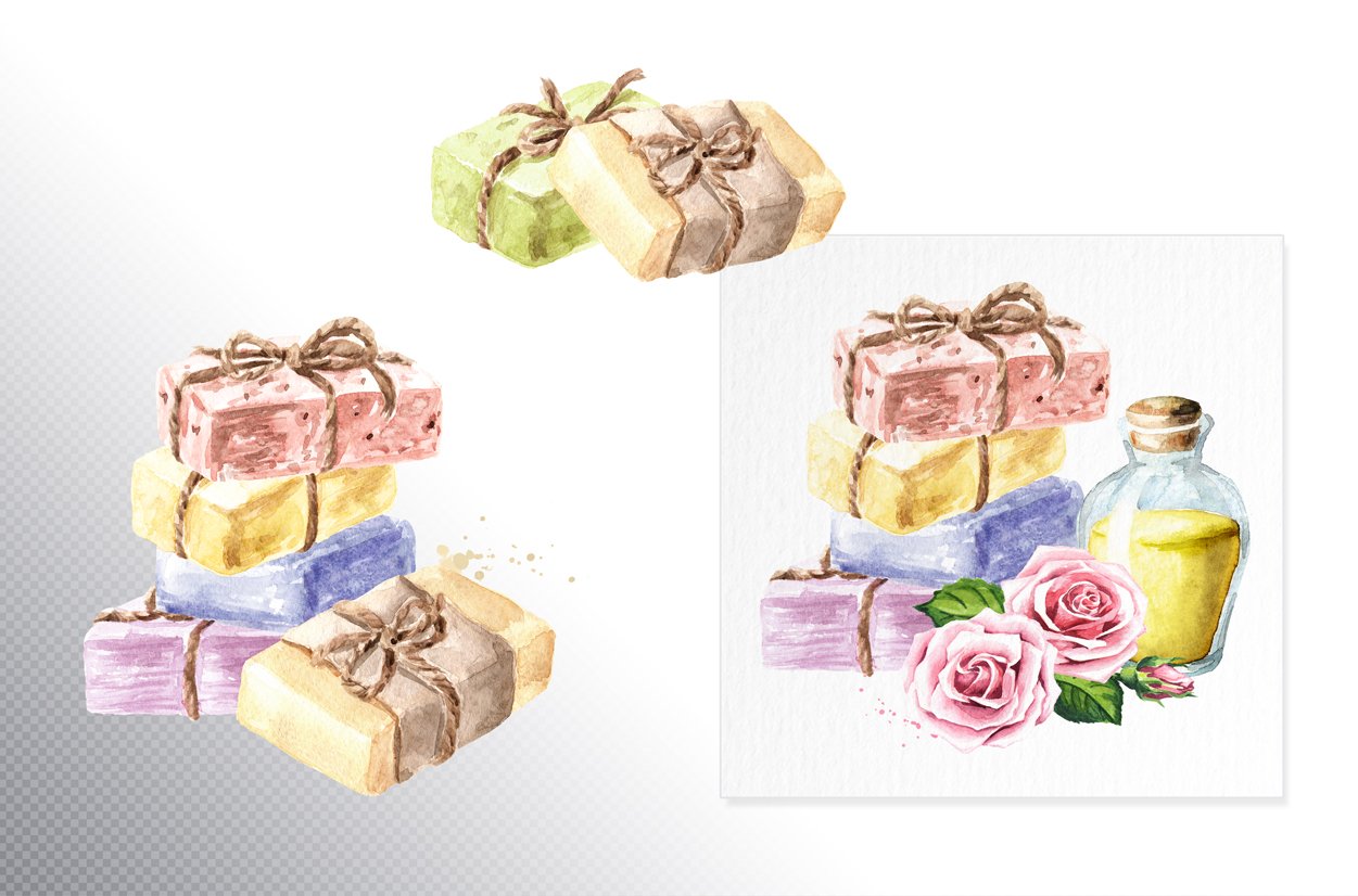 Various colored soaps.