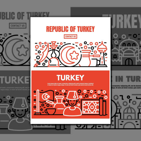 Prints of turkey country banner set.