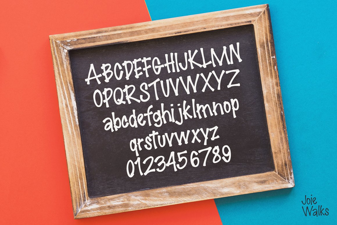 Cool alphabets in font on a blackboard.