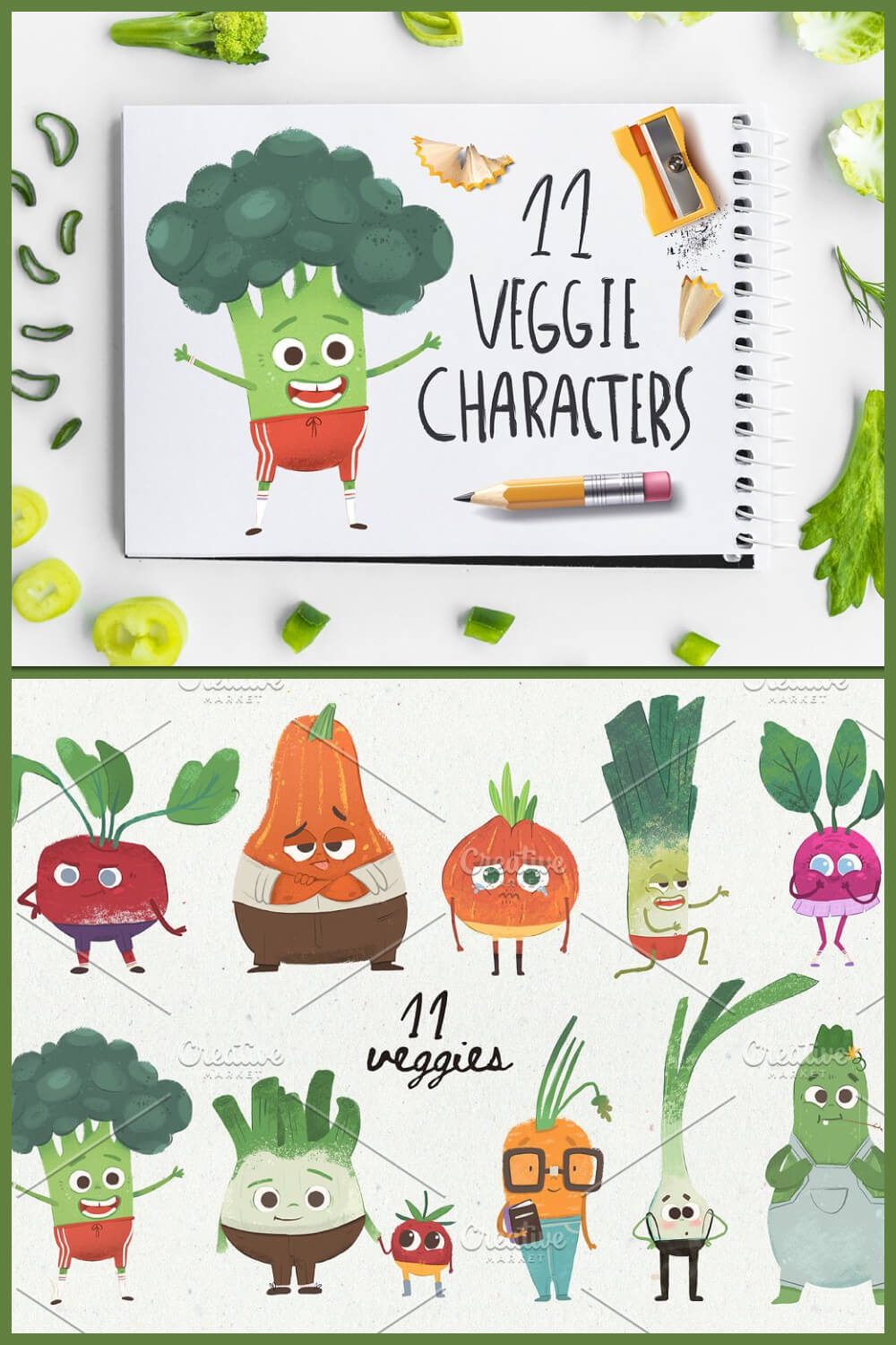 11 veggie characters.