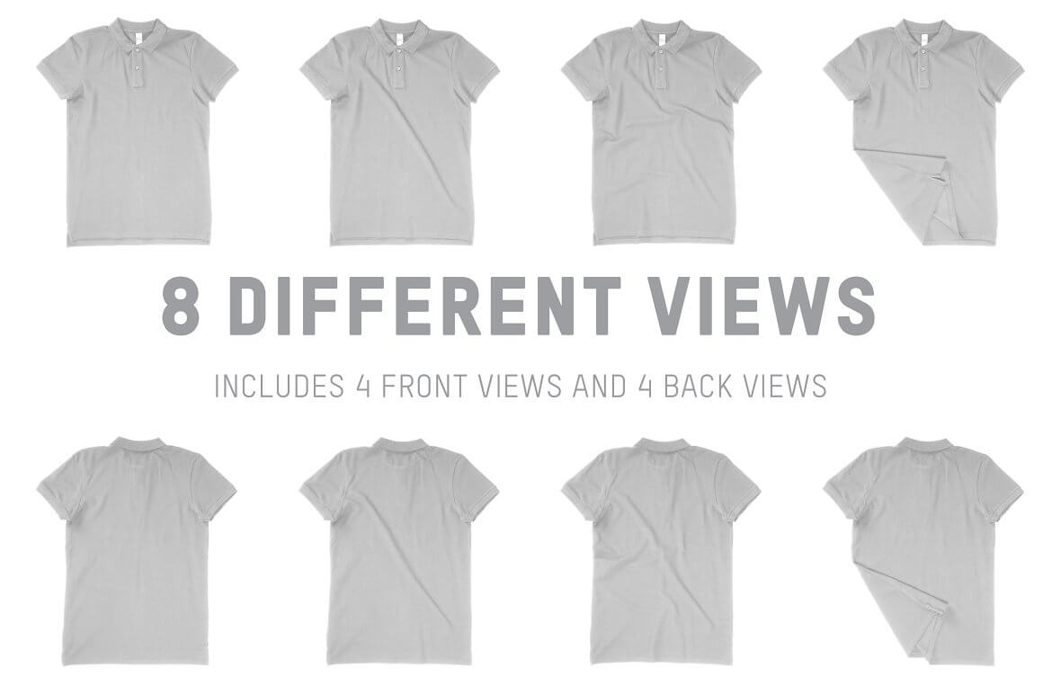 8 different views of the t-shirt.
