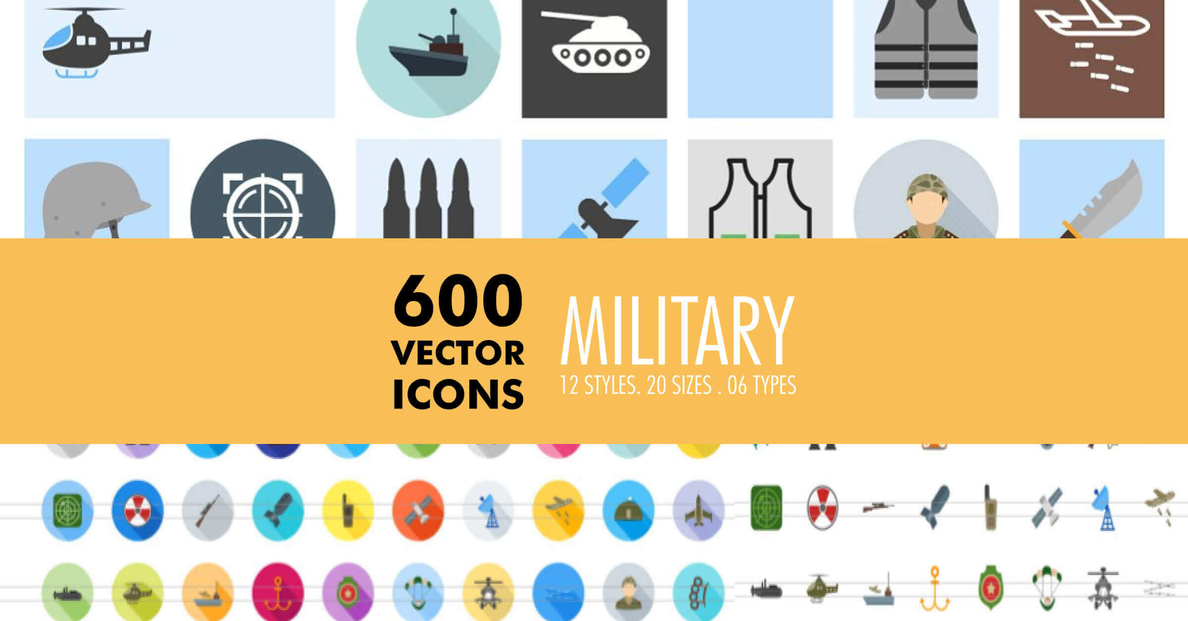 600 icons of melee weapons, scopes, tanks, bullets and everything related to war.
