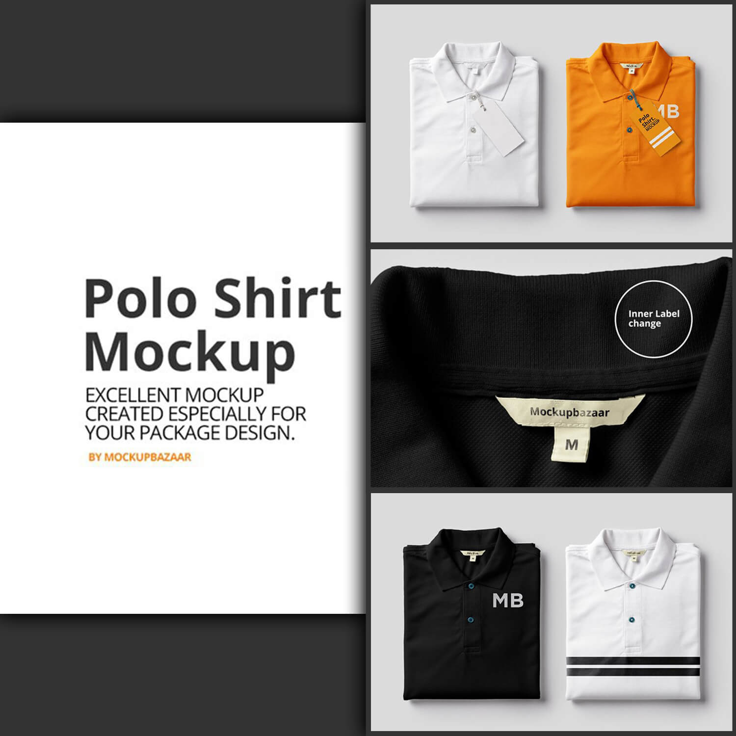 On a dark gray background, there is information about polo shirts, as well as images of shirts.
