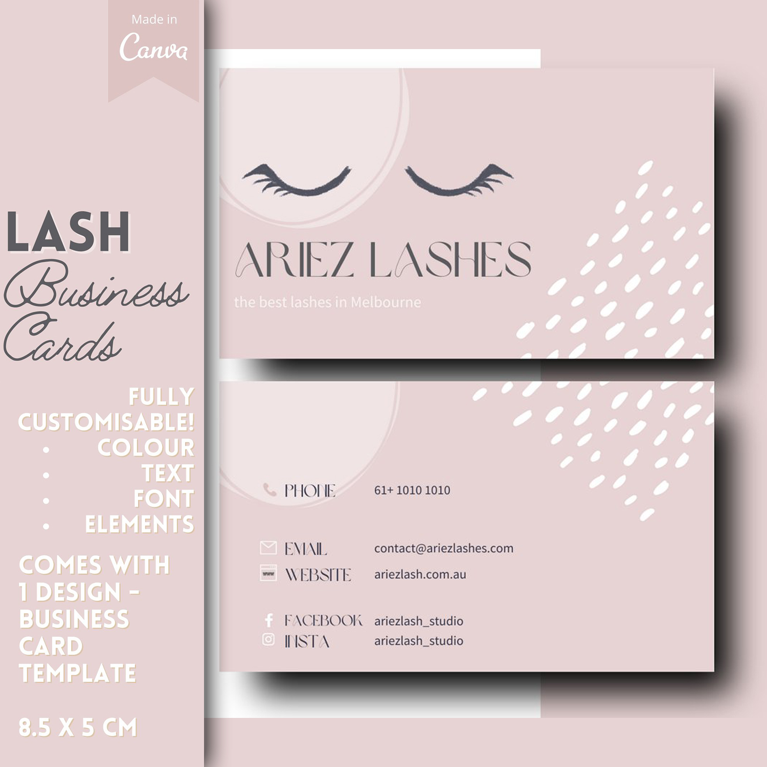 Preview digital lash business card templates.