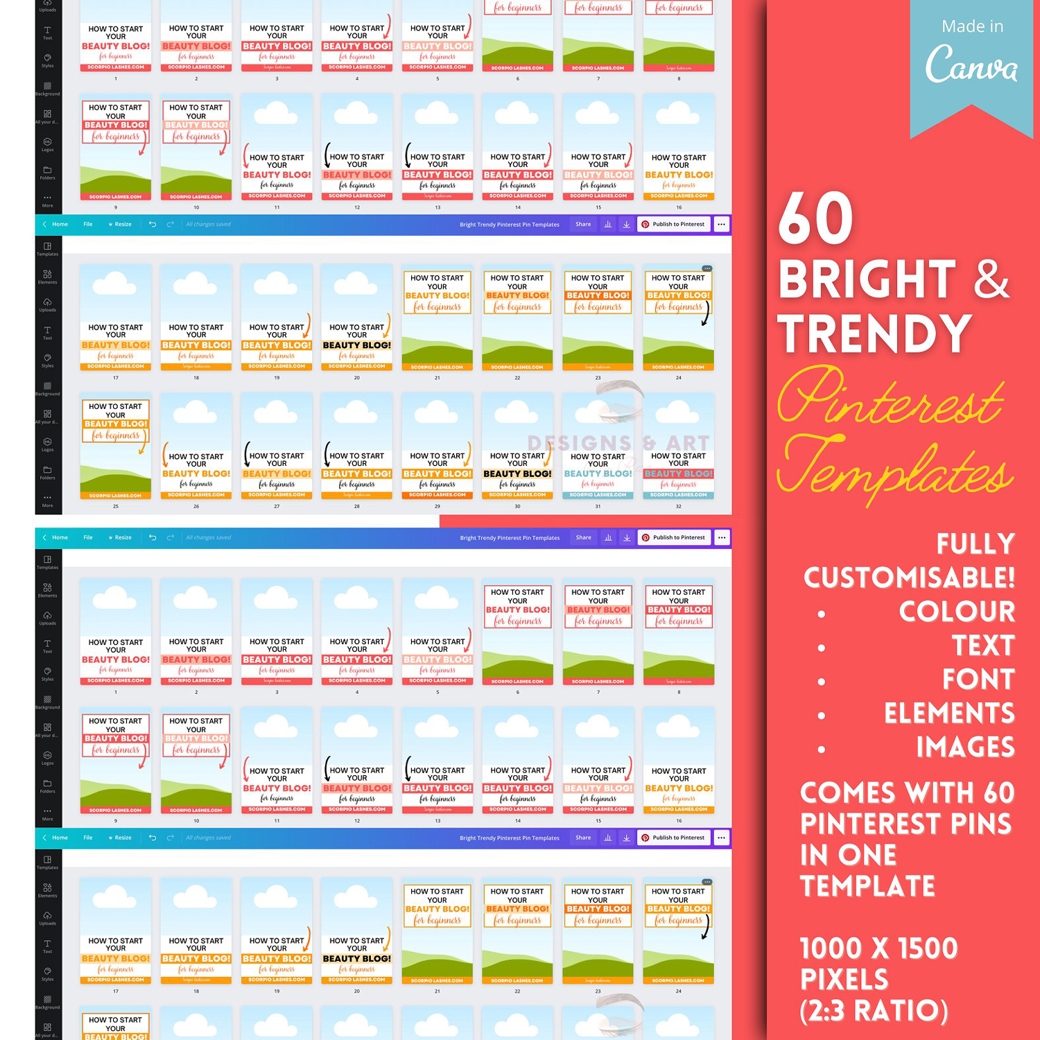 Prints of trendy bright pinterest templates.