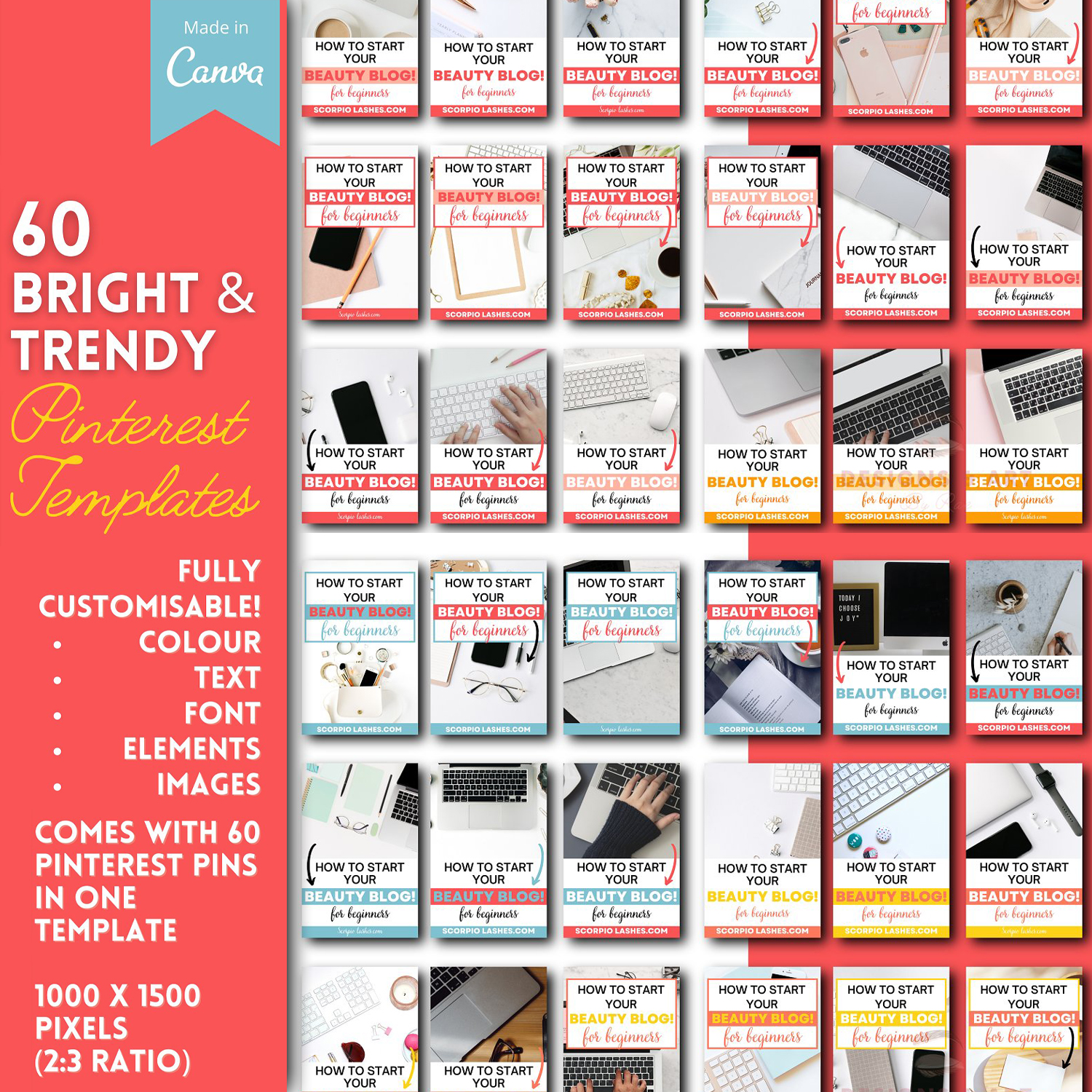 Preview trendy bright pinterest templates.