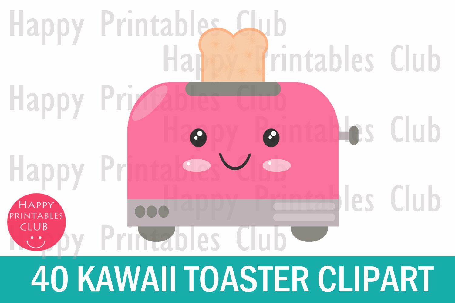 Pink toaster with a smile.