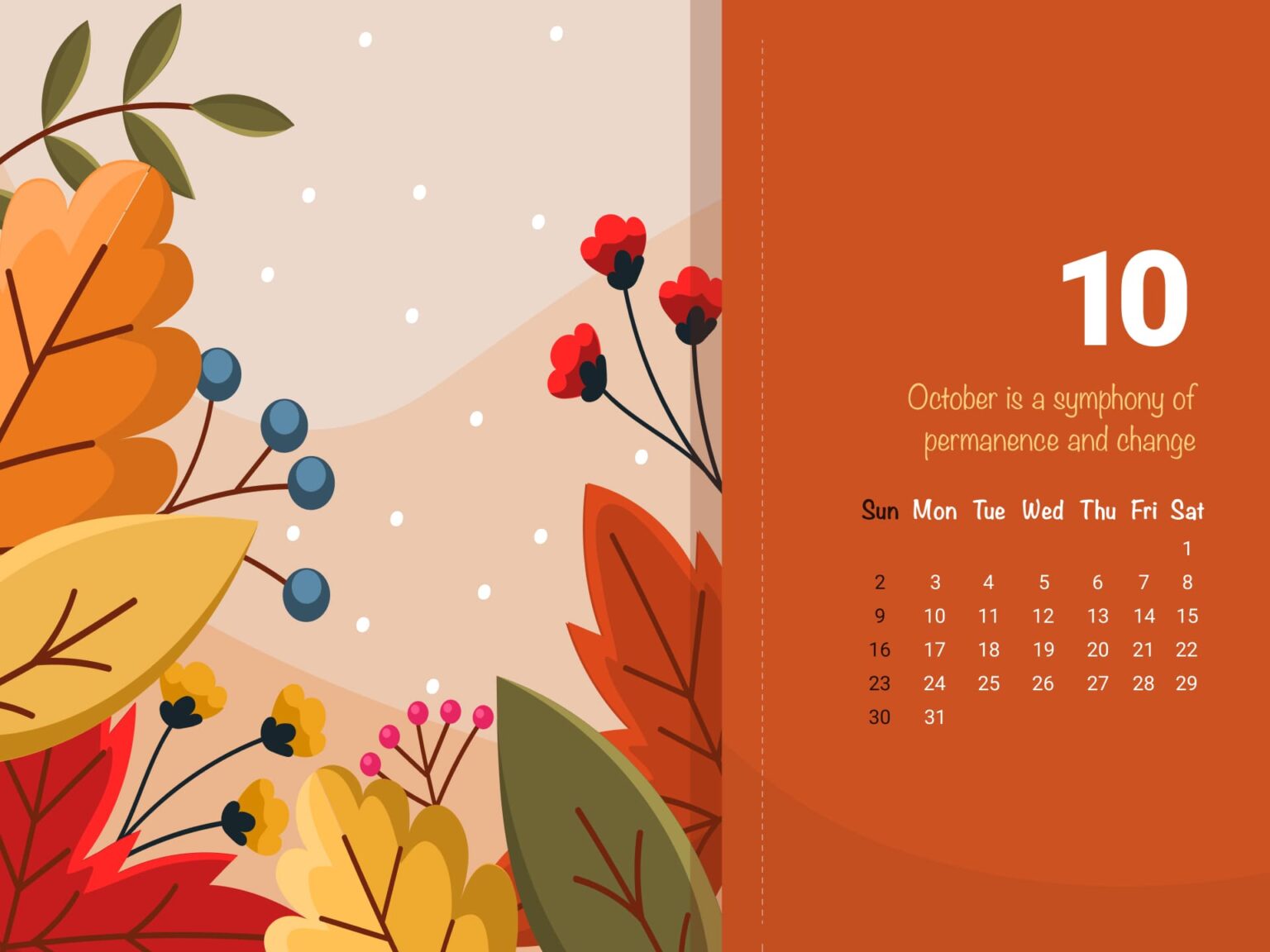 Free Autumn October Calendar – MasterBundles