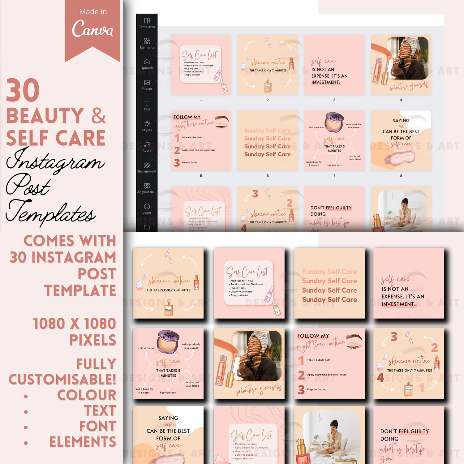 Preview self care instagram post templates.