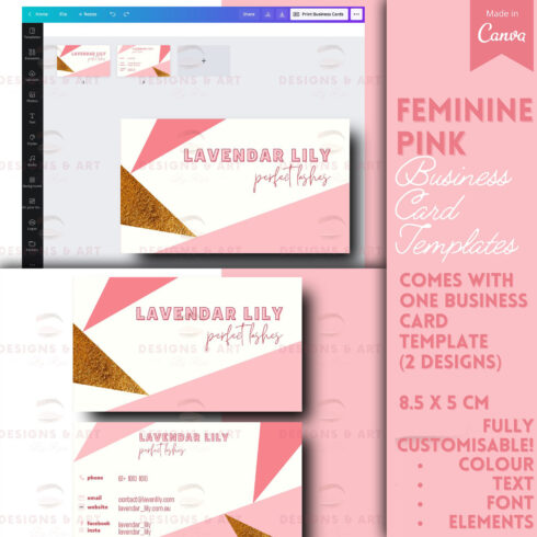 Prints of pink business card templates.