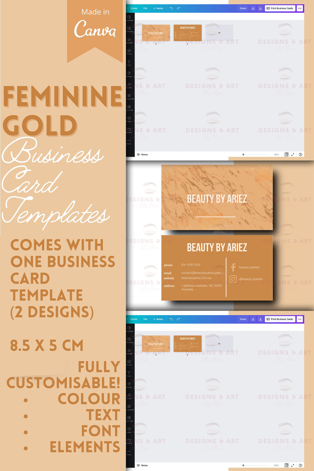 Gold business card templates of pinterest.