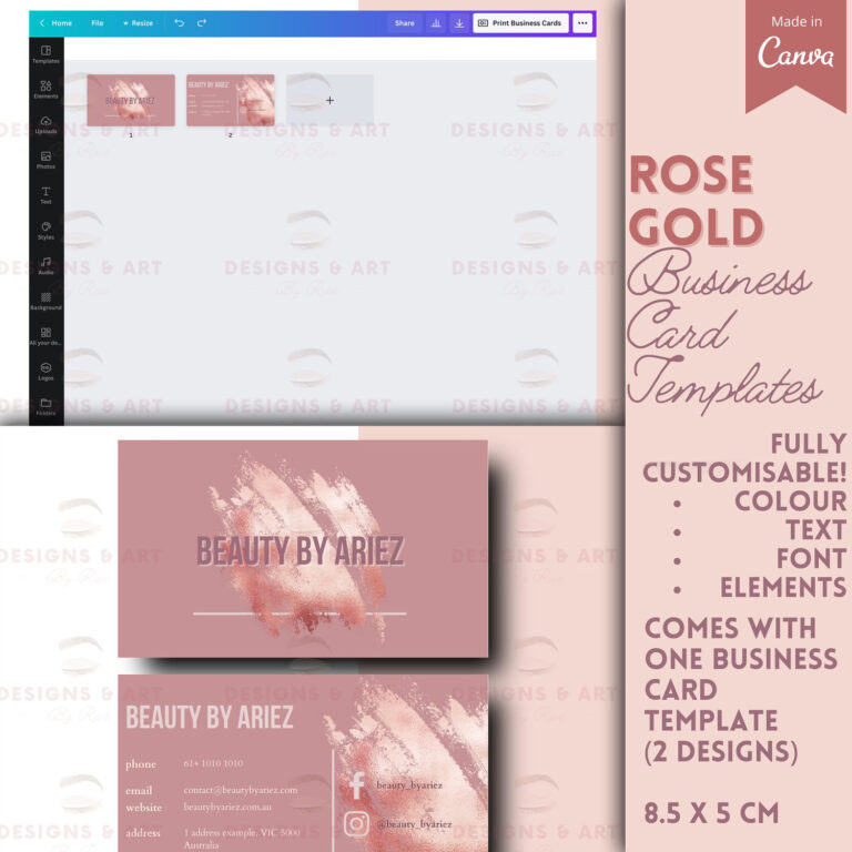 Rose Gold Business Card Templates MasterBundles