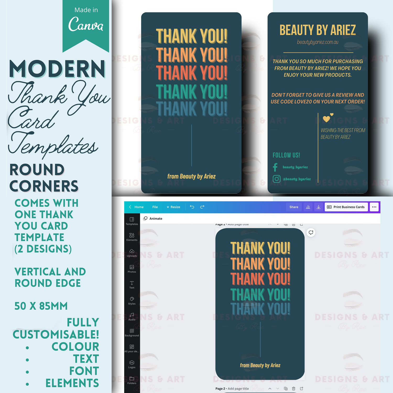 Preview modern vertical thank you cards.