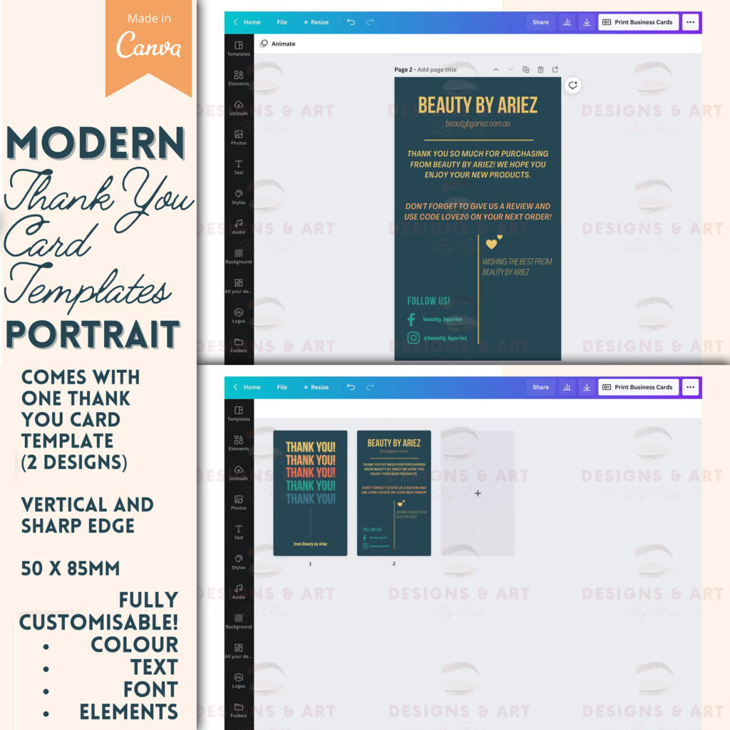 Modern Portrait Thank You Cards – MasterBundles
