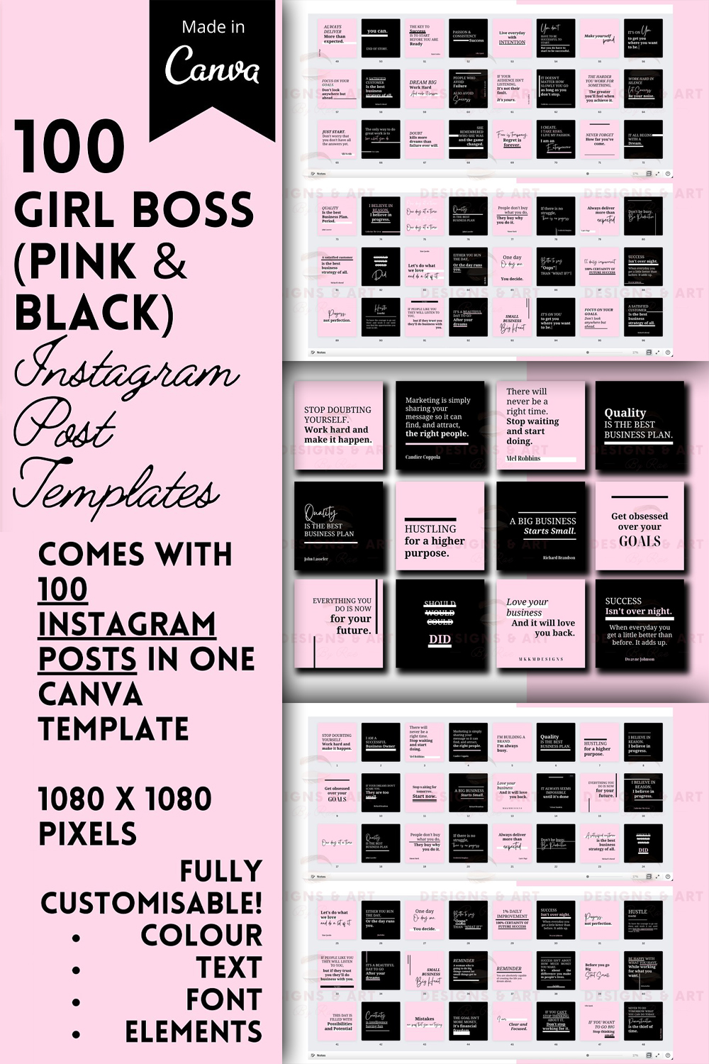 Pink and black ig post quotes of pinterest.