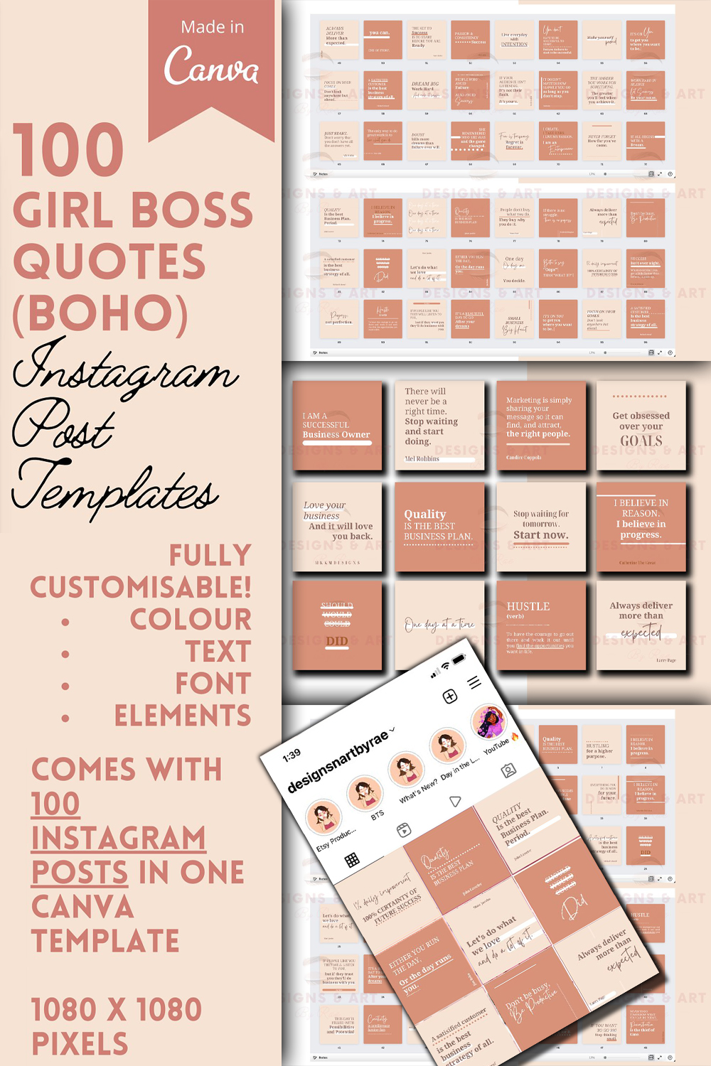 Boho instagram quotes template of pinterest.