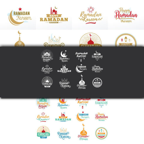 Prints of ramadan kareem typographic set.
