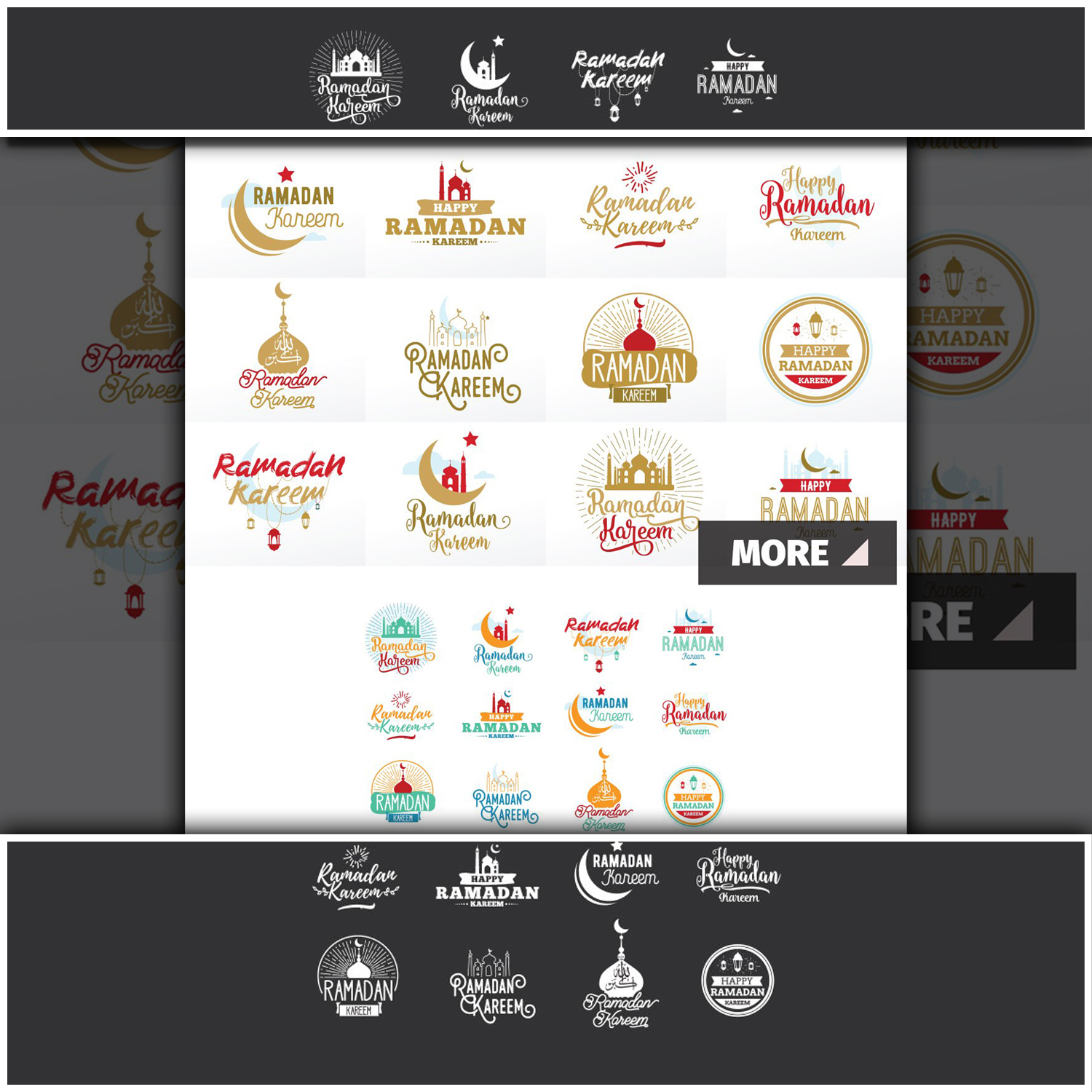 Preview ramadan kareem typographic set.