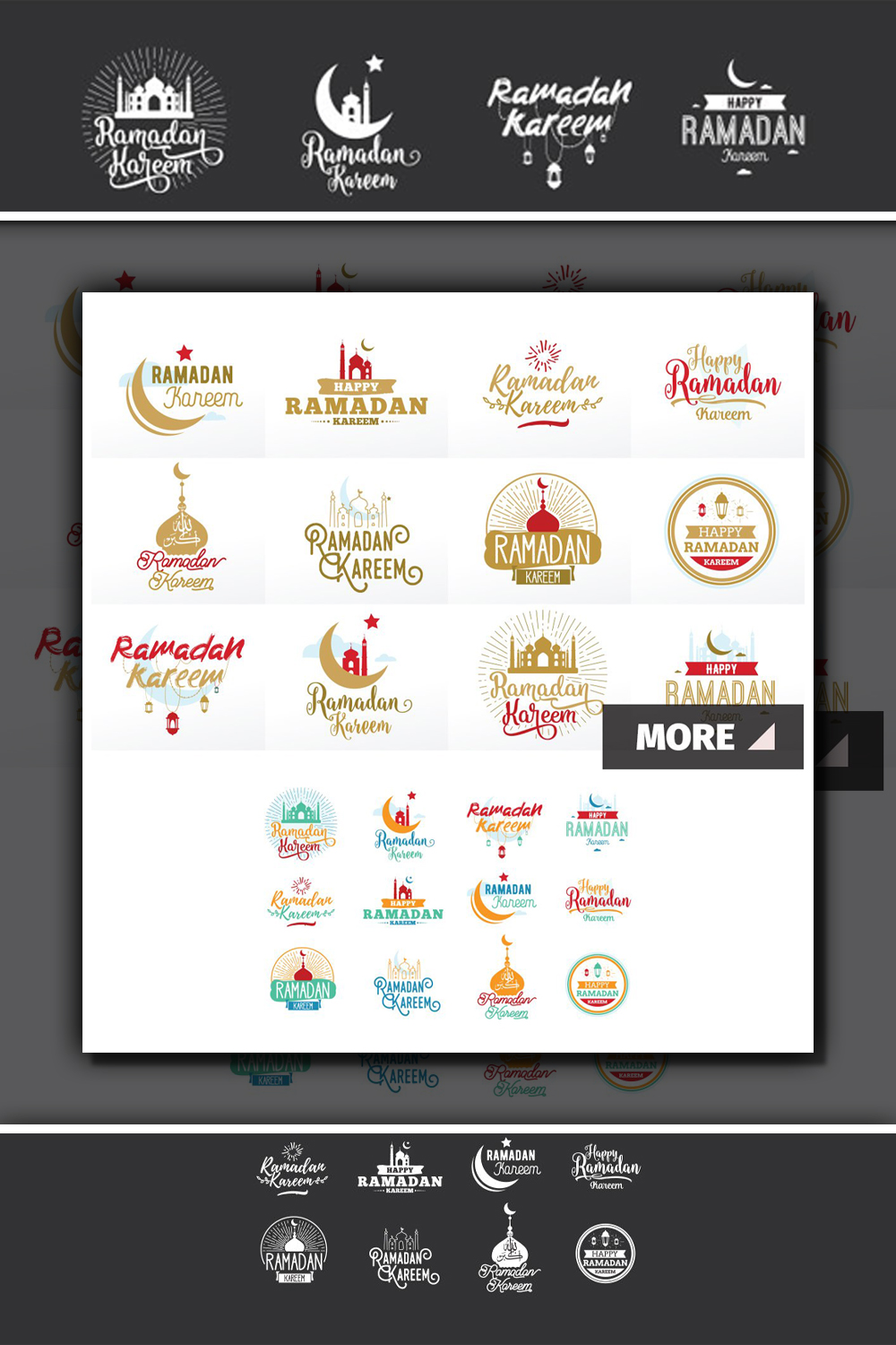Ramadan kareem typographic set of pinterest.