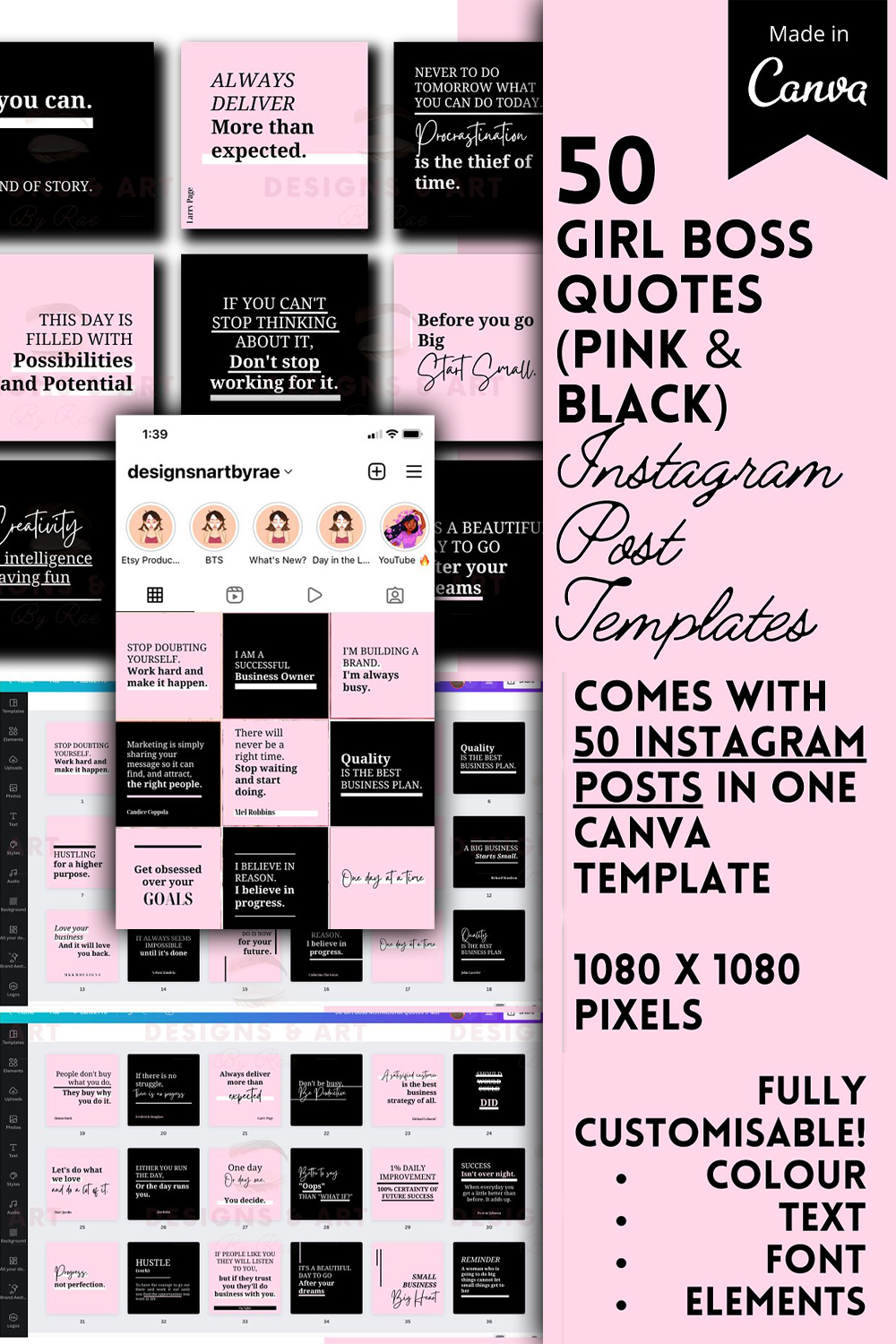 Pink and black instagram quotes of pinterest.
