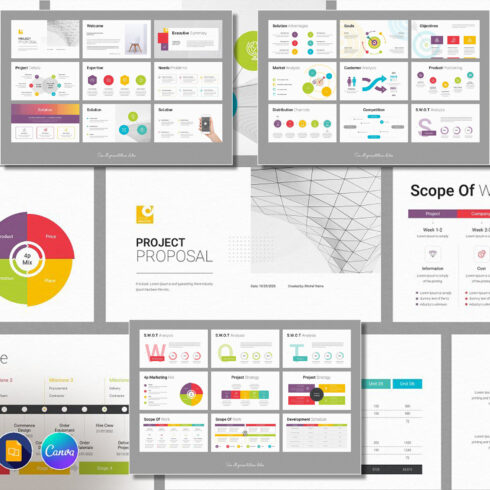 Prints of project proposal powerpoint template.