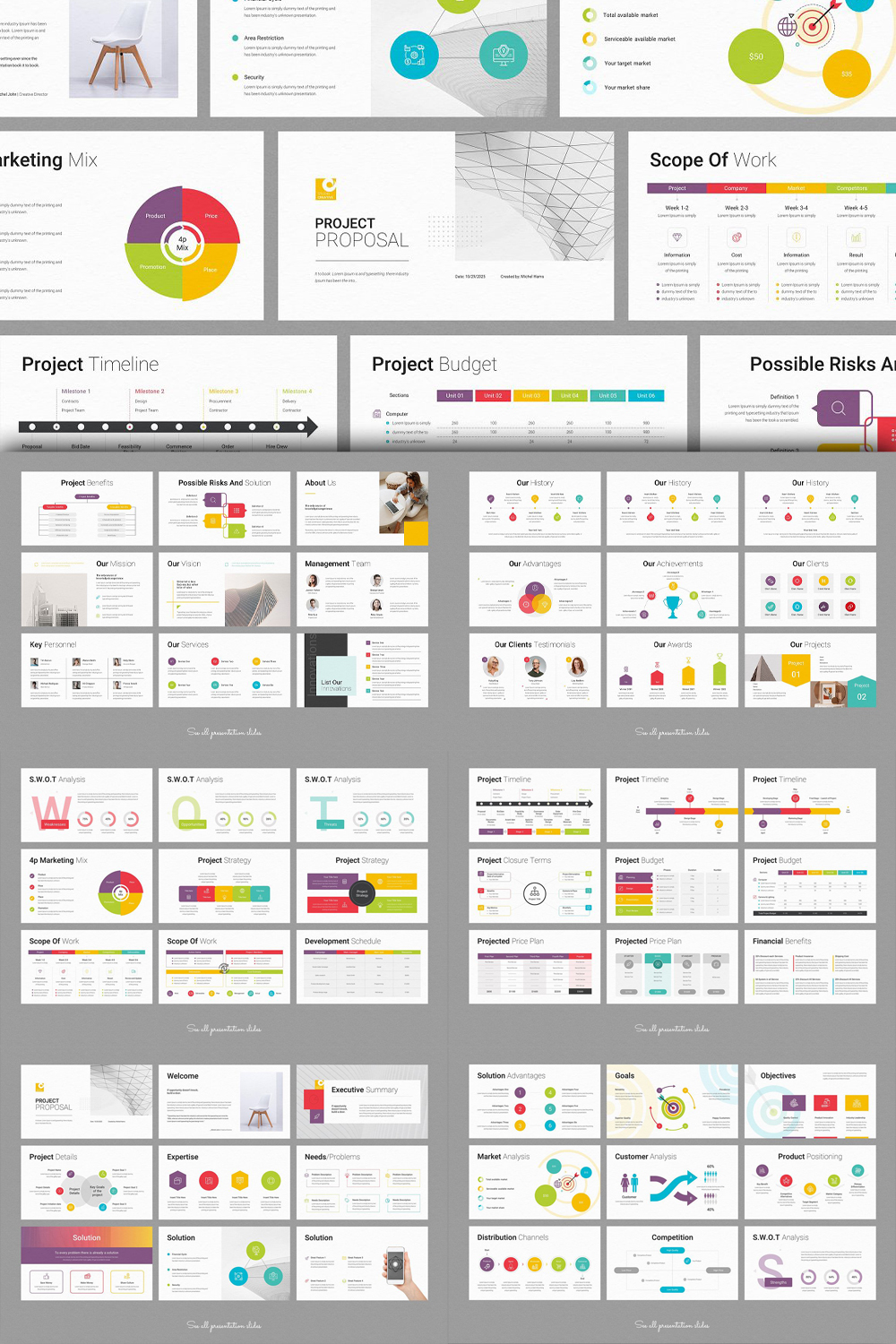 Project proposal powerpoint template of pinterest.