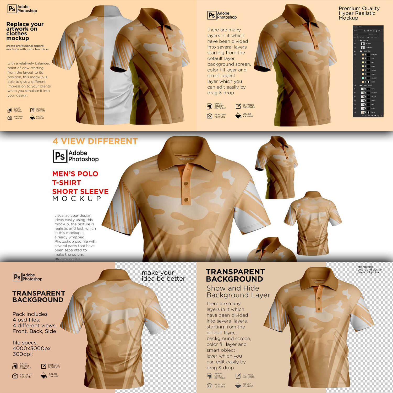 Information about the properties of a polo shirt mockup.