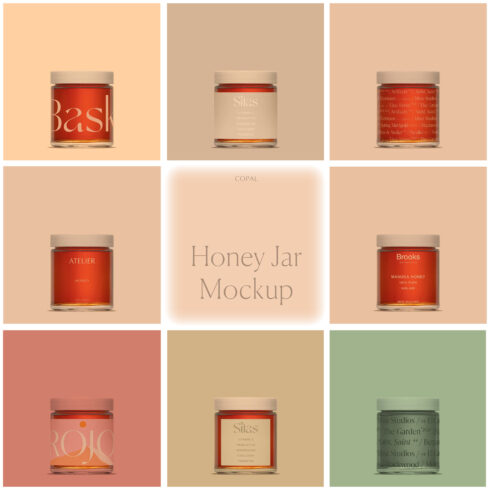 Prints of honey jar mockup.