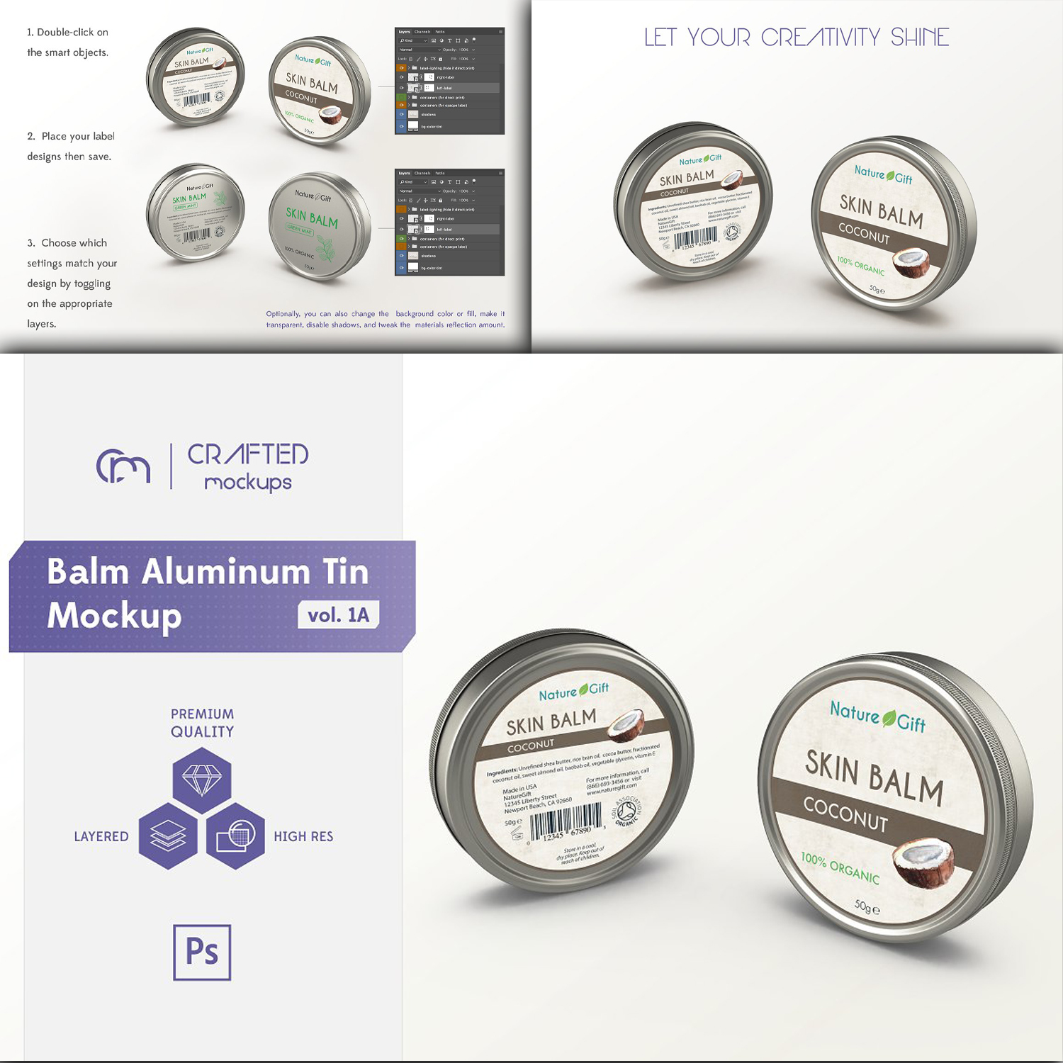 Preview balm aluminum tin mockup.