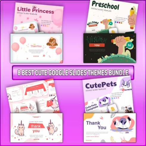 8 Best Cute Google Slides Themes Bundle cover image 1.