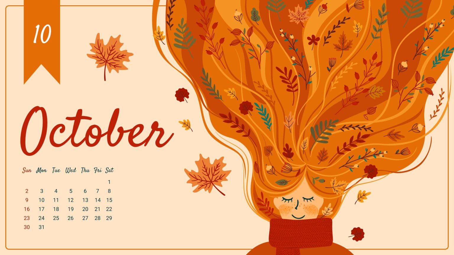 Free Cute October Calendar MasterBundles