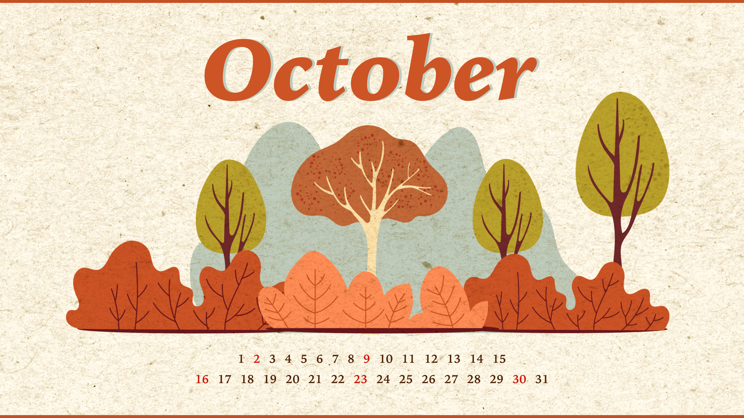 Free October Calendar Brown Preview.