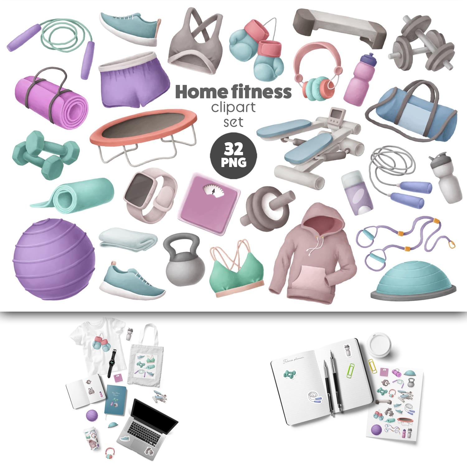 Cover of a collection of exercise equipment for doing sports.