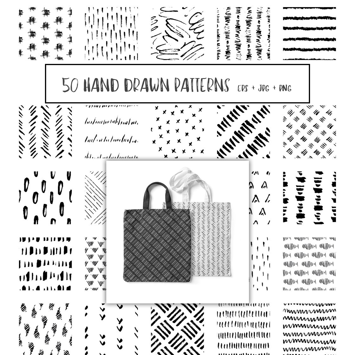 Prints of hand drawn pen ink patterns.