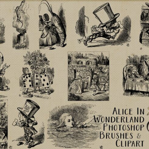 Alice In Wonderland Photoshop Brushes, EPS Vectors & PNG | Master Bundles