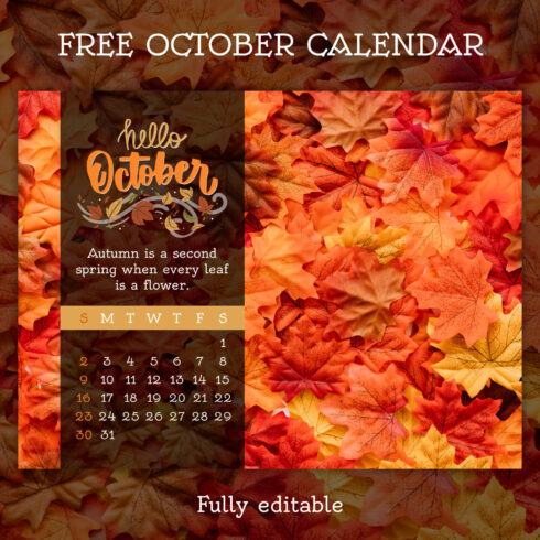 Free Сalendar October Leaves cover image.