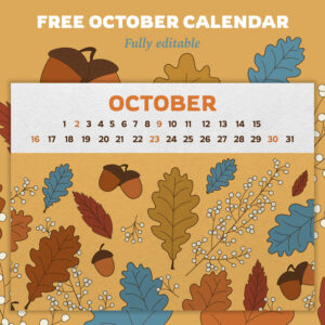 10 Free Editable October Calendars – MasterBundles