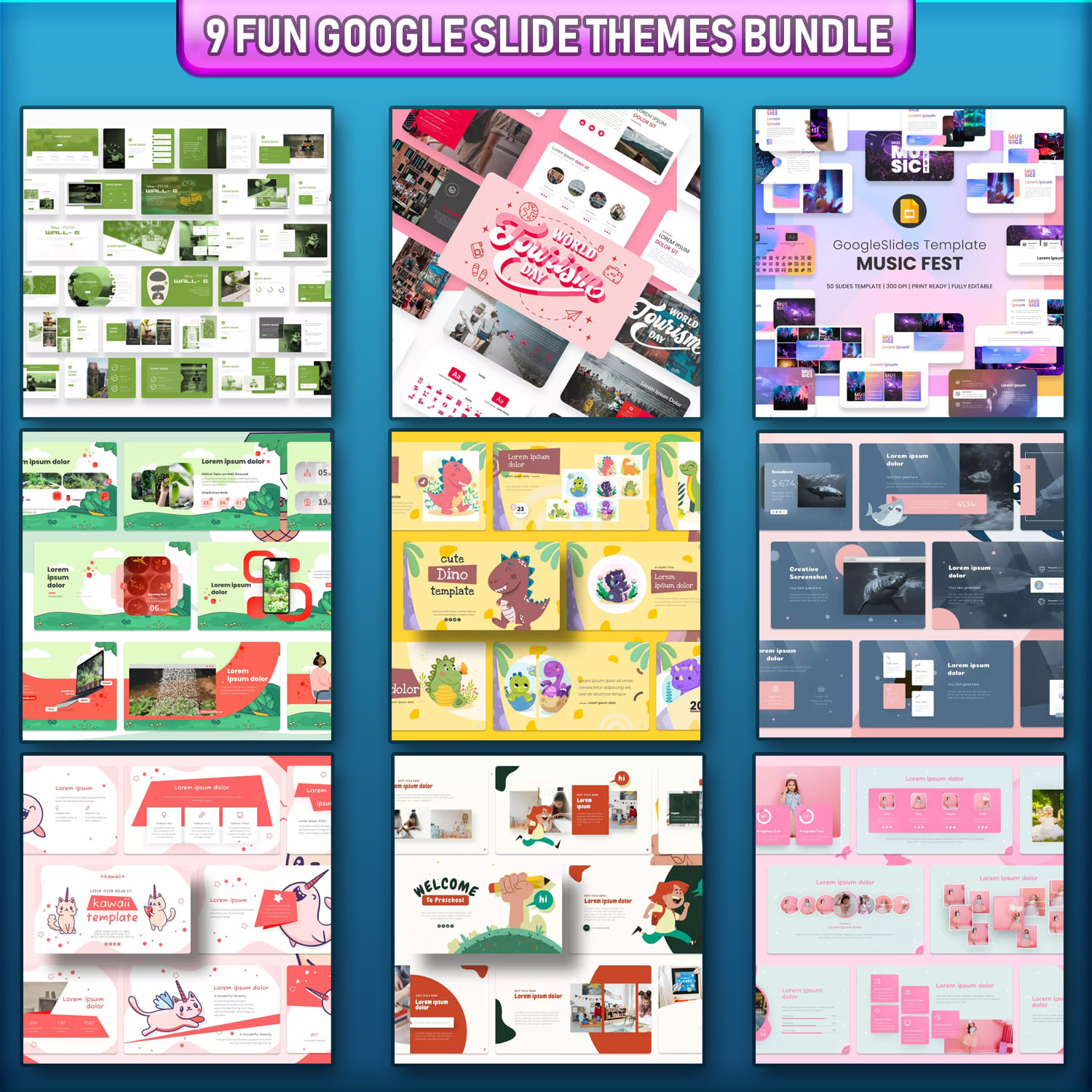 9 Fun Google Slide Themes Bundle cover image 2.
