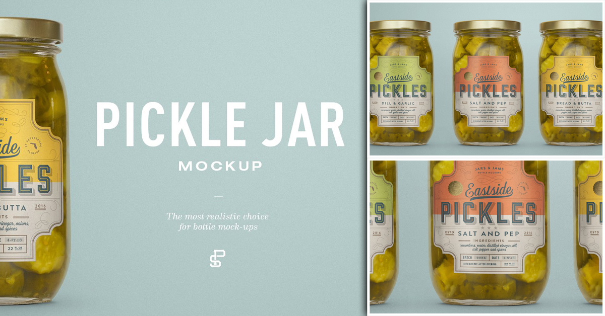 PhotoRealistic Pickle Jar Mockup MasterBundles