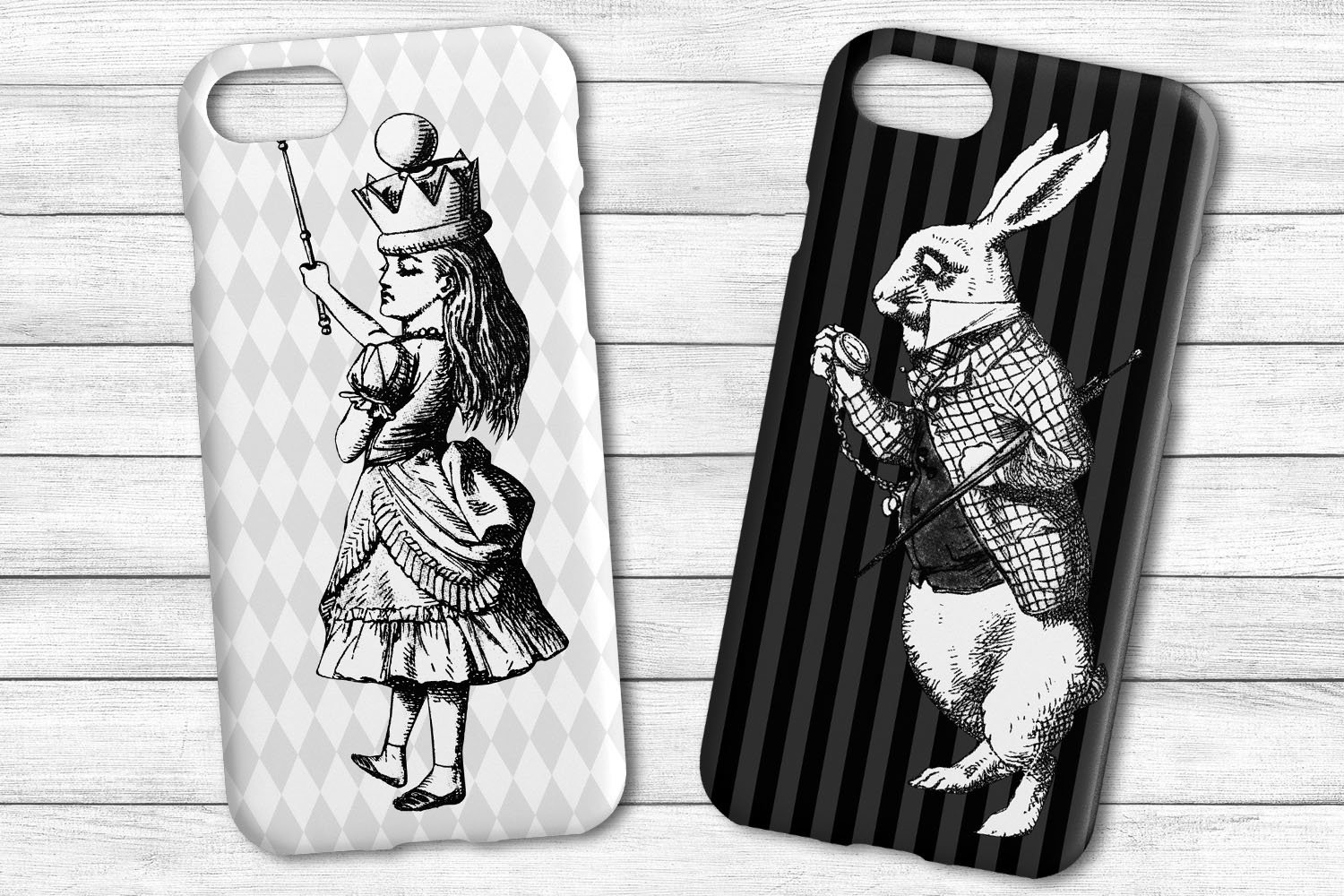 Images of fairy tale characters on the phone cover.
