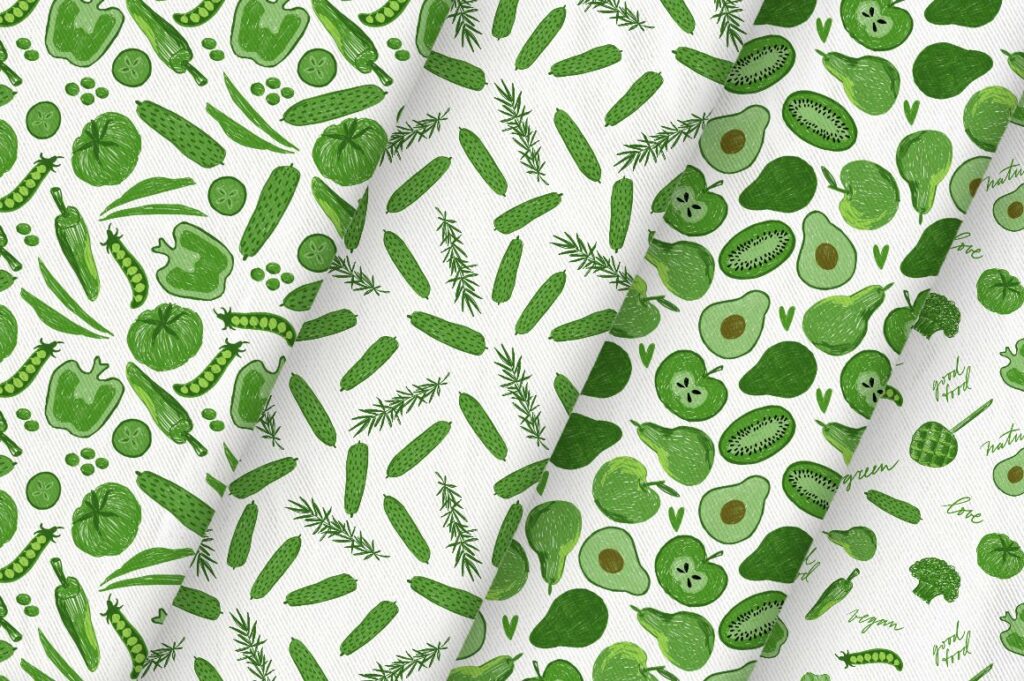 Object Patterns Food GREEN FOOD – Objects And Patterns Pack – MasterBundles